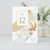 Waterverf van Wildflower Wedding Table No. Gold ID Kaart (Staand voorkant)