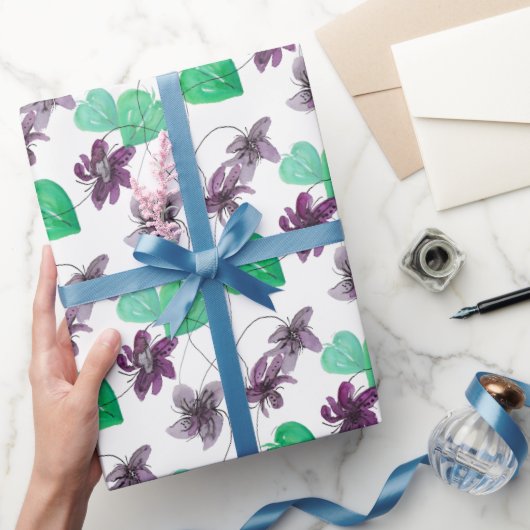 Waterverf van wildViolet charmeren Cadeaupapier (Geschenken)