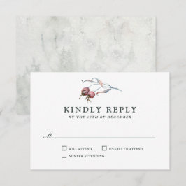 Waterverf van winterbessen Botanische bruiloft RSV RSVP Kaartje