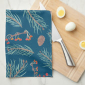 Waterverf van winterpijn en bessen theedoek (Quarter Fold)