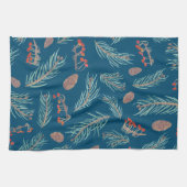 Waterverf van winterpijn en bessen theedoek (Horizontaal)