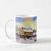 Waterverf van Wintery Lane Landscape Painting Koffiemok (Links)