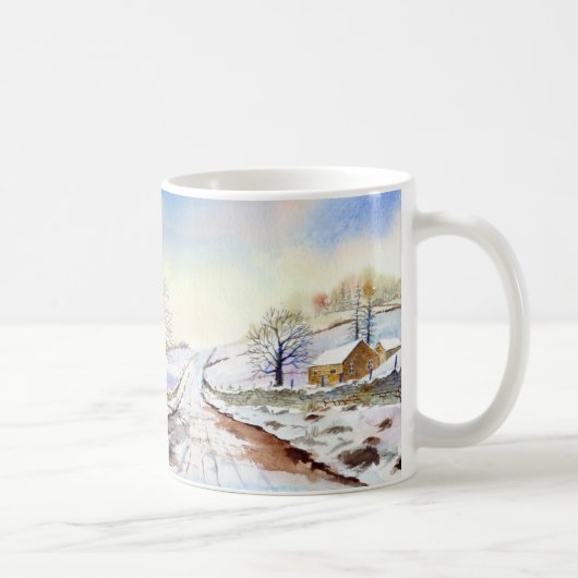 Waterverf van Wintery Lane Landscape Painting Koffiemok (Rechts)