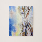 Waterverf van Wintery Lane Landscape Painting Legpuzzel (Verticaal)
