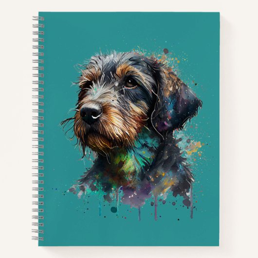 Waterverf van Wirehaire Dachshund Kunst Notitieboek (Voorkant)