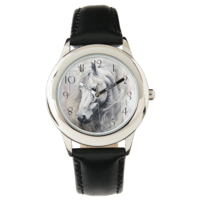 Waterverf van witte paarden horloge (Voorkant)