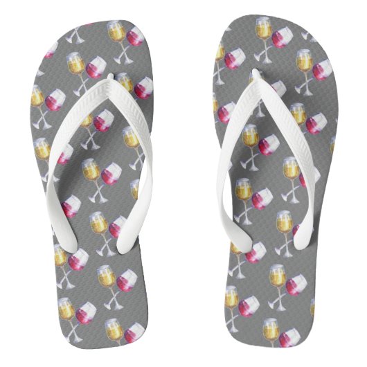 Waterverf van witte rode glazen teenslippers (Voetbed)