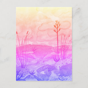 Waterverf van woestijn Dreams New Mexico Sunset Briefkaart