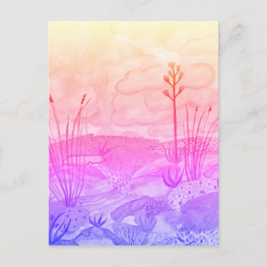 Waterverf van woestijn Dreams New Mexico Sunset Briefkaart (Voorkant)