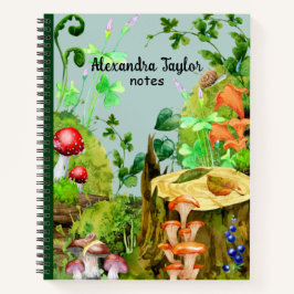 Waterverf van woudpaddenstoelen van aangepaste tek notitieboek