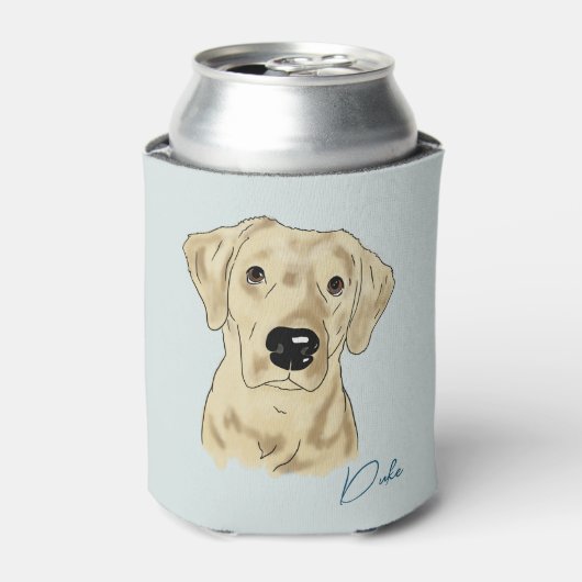 waterverf van Yellow Lab op koelbox Blikjeskoeler (Blikje Voorkant)