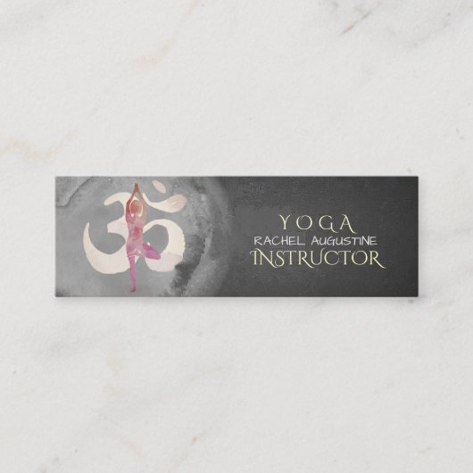 Waterverf van Yoga Instructor Meditation Pose OM S Mini Visitekaartje (Voorkant)