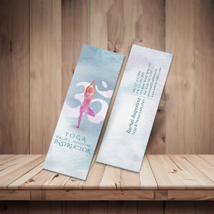 Waterverf van Yoga Instructor Meditation Pose Om S Mini Visitekaartje