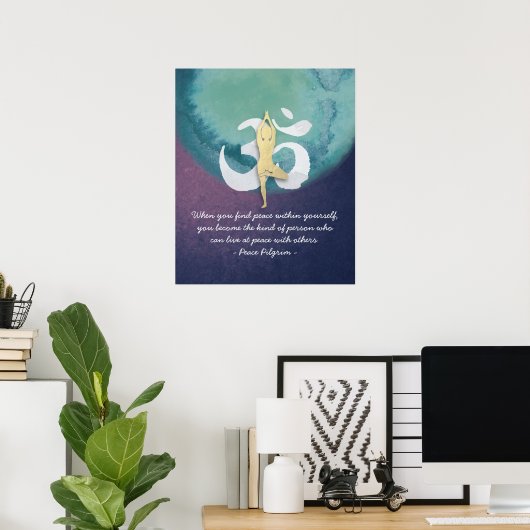Waterverf van Yoga Instructor Meditation Pose OM S Poster (Thuiskantoor)