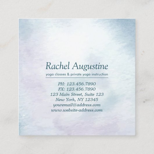 Waterverf van Yoga Instructor Meditation Pose Om S Vierkante Visitekaartje (Achterkant)