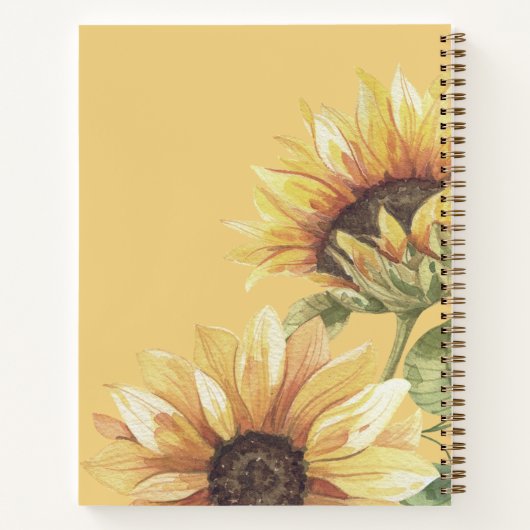 Waterverf van zakboekje - Zonnebloemmonogram Notitieboek (Achterkant)