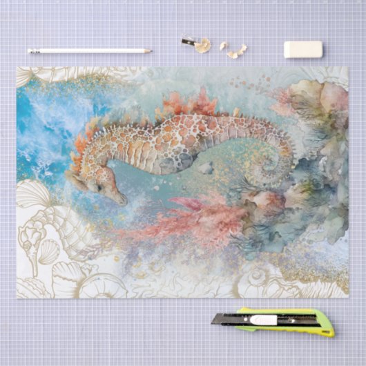 Waterverf van zee Horse Shell Tissuepapier (Craft)