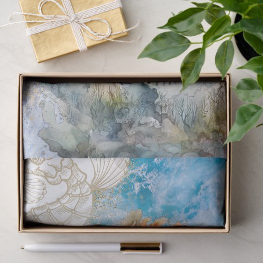 Waterverf van zee Horse Shell Tissuepapier (Geschenk)