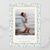 Waterverf van zeeglazen | Moderne minimale kustfot Folie Feestdagenkaart (Voorkant)