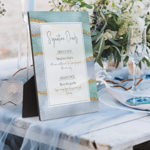 Waterverf van zeeglazen Ondertekening Drink Fotoplaat