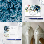 Waterverf van zeemacht en mosterdblauw bedankkaart