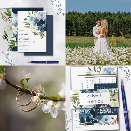 Waterverf van zeemacht en mosterdblauw cadeaulabel