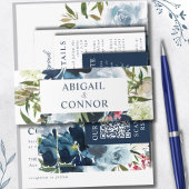 Waterverf van zeemacht en mosterdblauw uitnodigingen wikkel