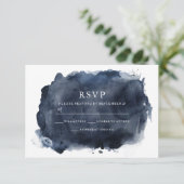 Waterverf van zeemacht Verf Splash & White Wedding RSVP Kaartje (Staand voorkant)