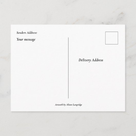 Waterverf van zeemleder briefkaart (Achterkant)