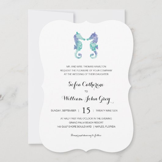 Waterverf van zeepaardjes | Bruiloft Kaart (Voorkant)