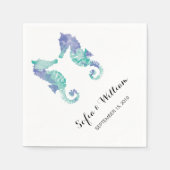 Waterverf van zeepaardjes | Bruiloft Servet (Voorkant)