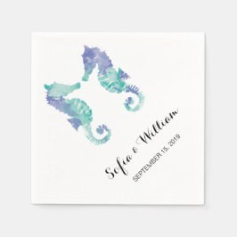 Waterverf van zeepaardjes | Bruiloft Servet