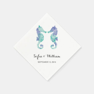 Waterverf van zeepaardjes   Bruiloft Servet