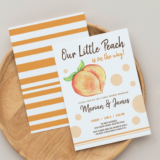 Waterverf van zoete peach koppels baby shower kaart
