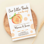 Waterverf van zoete peach koppels baby shower kaart