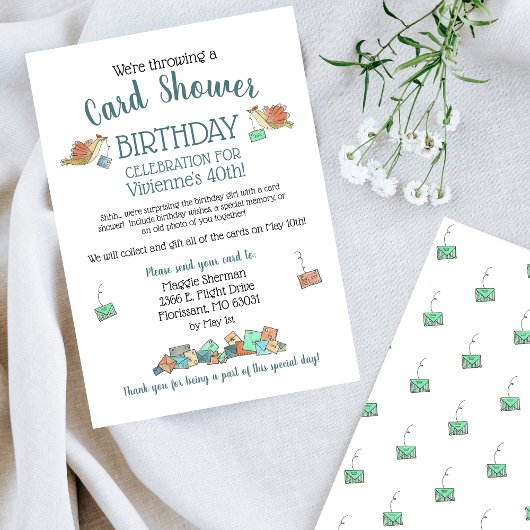 Waterverf van zoete vogels Birthday Kaart Shower