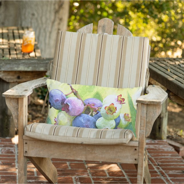 Waterverf van zomerbosbessen Kunstschilder Buitenkussen (Stoel)