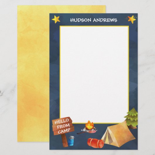 Waterverf van zomerkamp - Aangepaste kantoorbenodi Briefpapier (Voorkant / Achterkant)