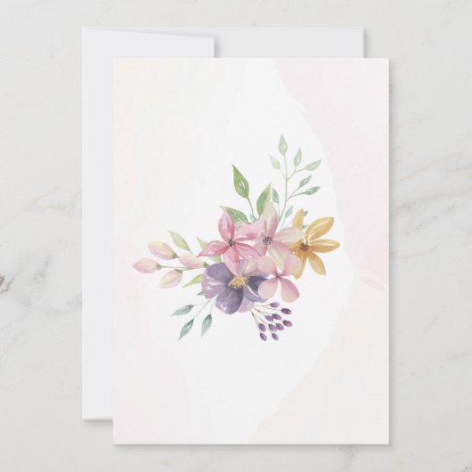 Waterverf van zomerrusttijd bloemen roze kaart (Achterkant)