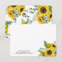 Waterverf van zonnebloemen, bloemen, gepersonalise