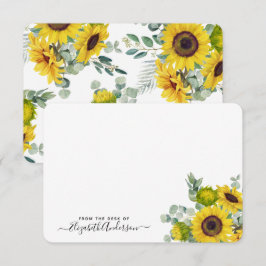 Waterverf van zonnebloemen, bloemen, gepersonalise bedankkaart