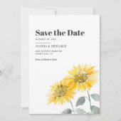 Waterverf van zonnebloemen save the date (Voorkant)