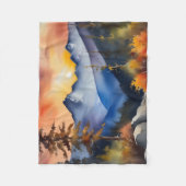 Waterverf van zonsopgang boven met sneeuw bedekte fleece deken (Voorkant)