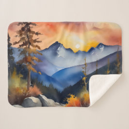 Waterverf van zonsopgang boven met sneeuw bedekte  sherpa deken