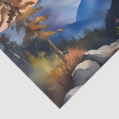 Waterverf van zonsopgang boven met sneeuw bedekte  tissuepapier (Detail)