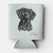 waterverf van zwart lab op koelbox blikjeskoeler (Voorkant)