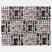 Waterverf van zwarte roze/witte roze rugzak fleece deken (Voorkant (Horizontaal))