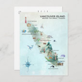 Waterverf Vancouver Island Map Art Briefkaart (Voorkant / Achterkant)