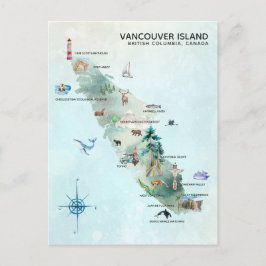 Waterverf Vancouver Island Map Art Briefkaart