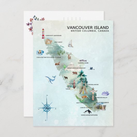 Waterverf Vancouver Island Map Art Briefkaart (Voorkant / Achterkant)